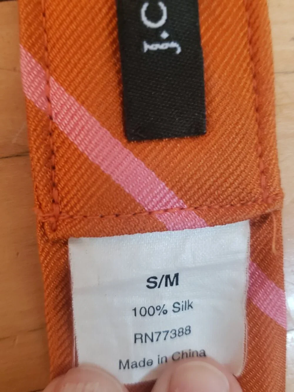 J Crew Orange Pink 100% Silk Tie D ring Belt S/M Preppy Y2K Coastal Collegiate - Picture 3 of 5